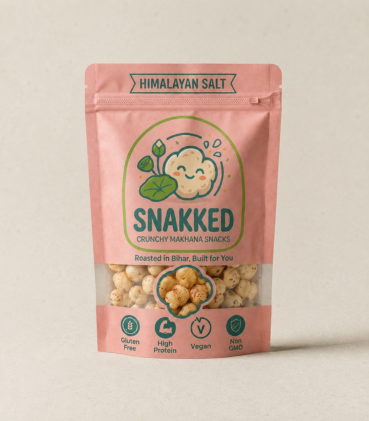 Snakked Himalayan Salt Roasted Makhana | Premium Fox Nuts | 80g
