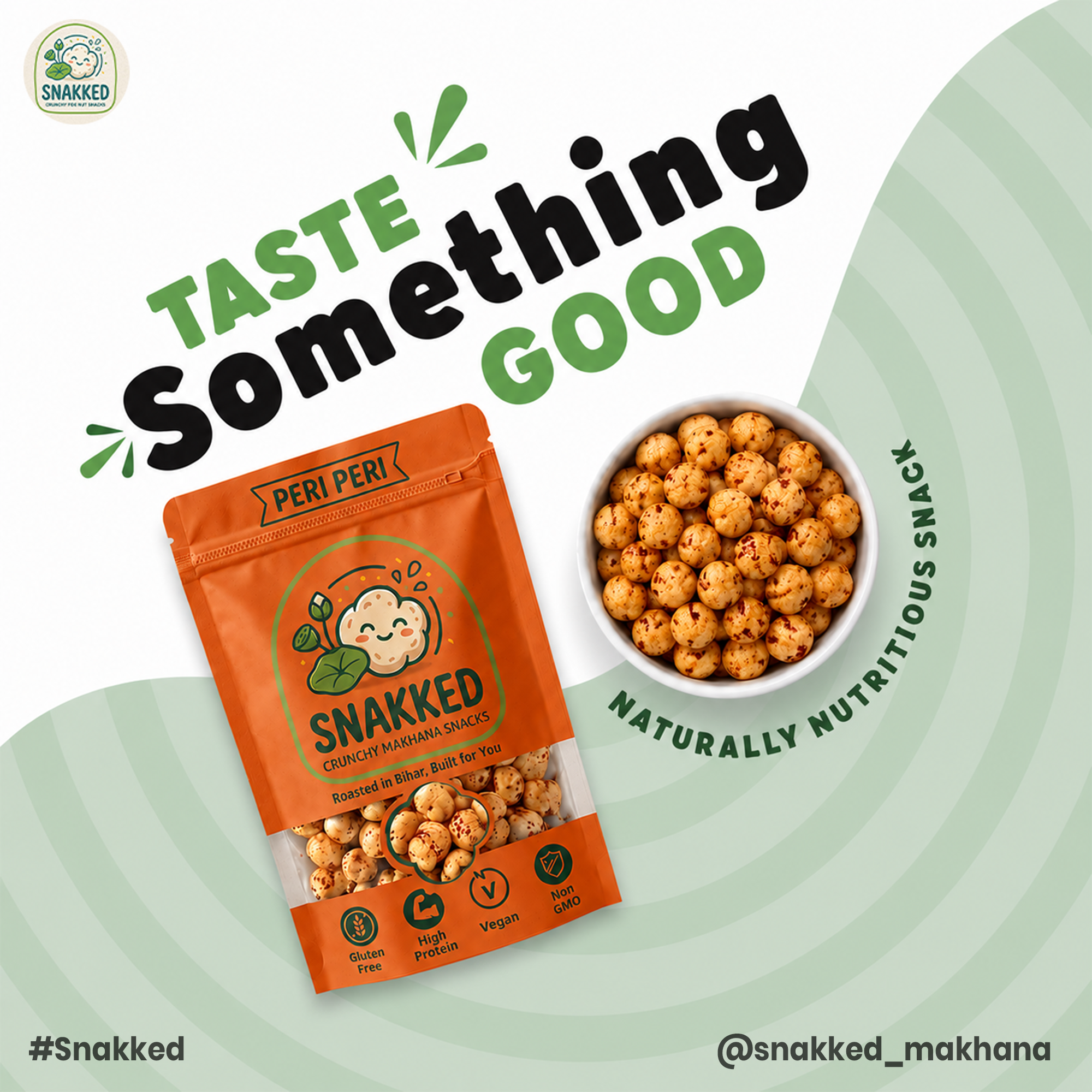 Snakked Peri Peri Roasted Makhana | Healthy Crunchy Fox Nuts | 80g